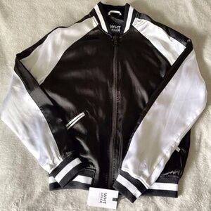 Black & White Colorblock Sleek Bomber Jacket Size Small